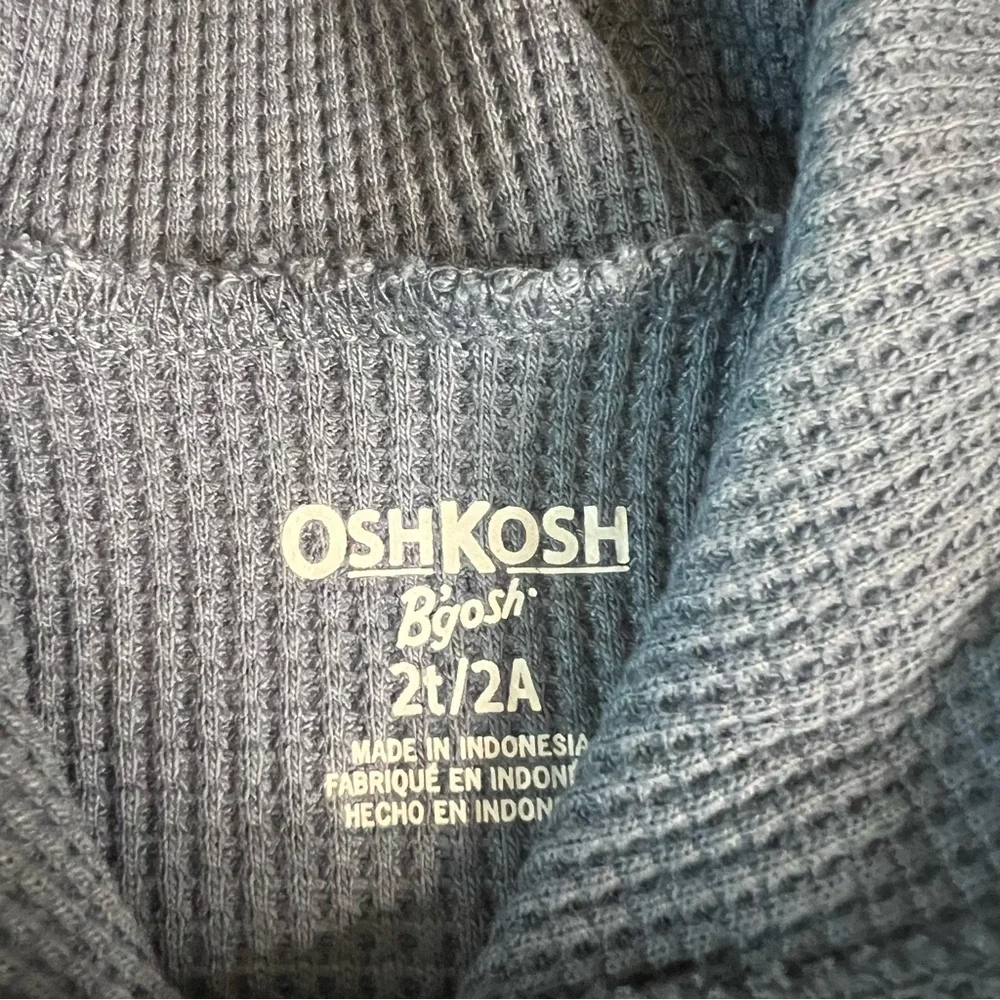NWT OshKosh Toddler Waffle Knit Hooded Pullover & Shorts Set - Blue 2T